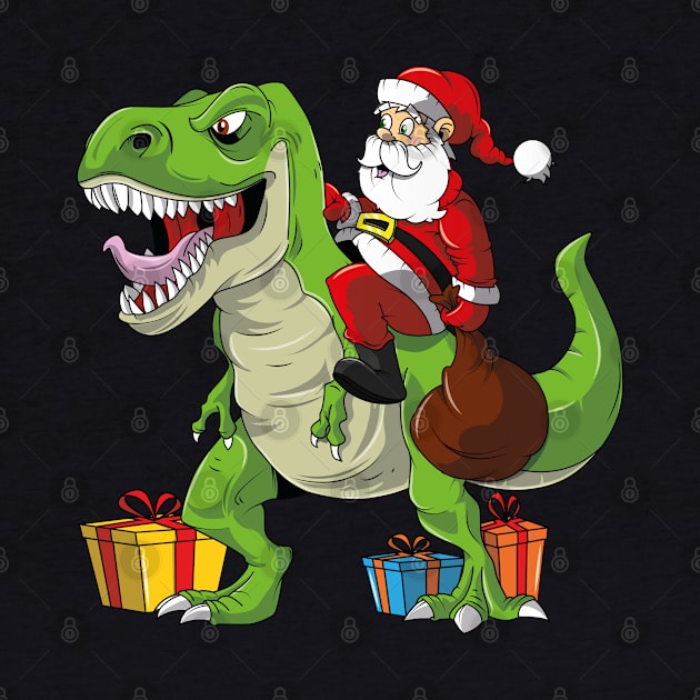 Santa Riding A T-Rex Funny Christmas by trendingoriginals